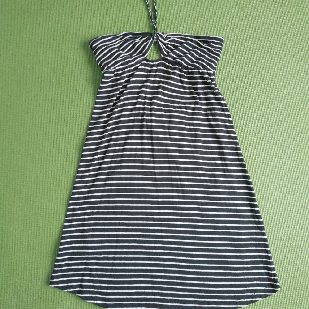 Volcom halter neck, open back striped dress